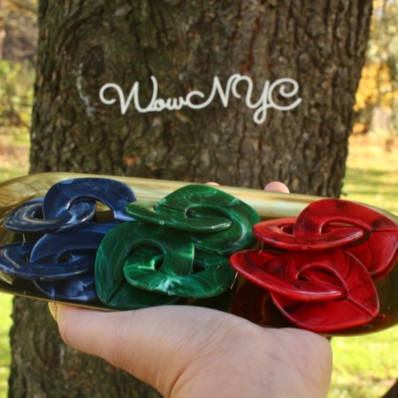 New Red Tortoise Layered Big Circle Chain Earrings - Picture 12 of 12